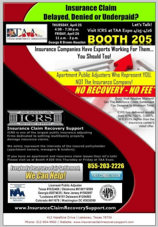 Visit ICRS at Texas Apartment Association Expo