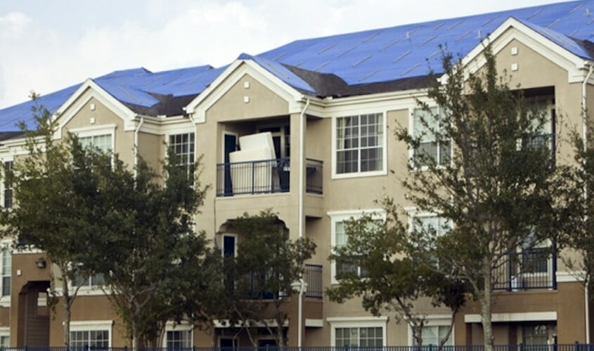 commercial or multifamily apartment hail damage building and roof, Hail Damage Buildings and Roofs