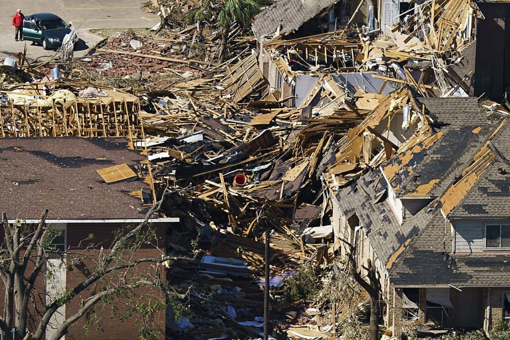 Damage caused by the tornado affected both homes and business in NW Dallas, TX.